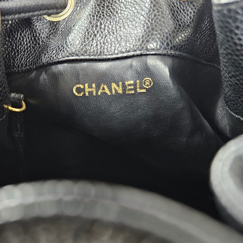 Vintage 90's Chanel Large Triple CC Bucket Bag Black Caviar Leather - Picture 3 of 13